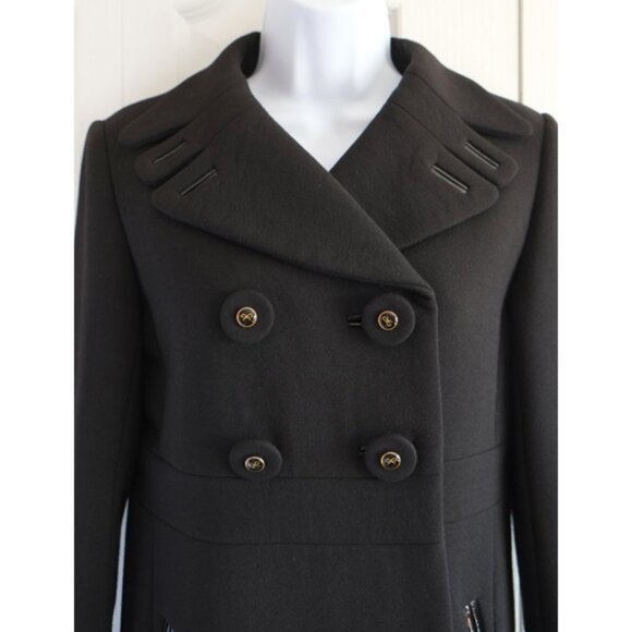 NWOT Anya Hindmarch black wool midi peacoat Sz S - Picture 2 of 14